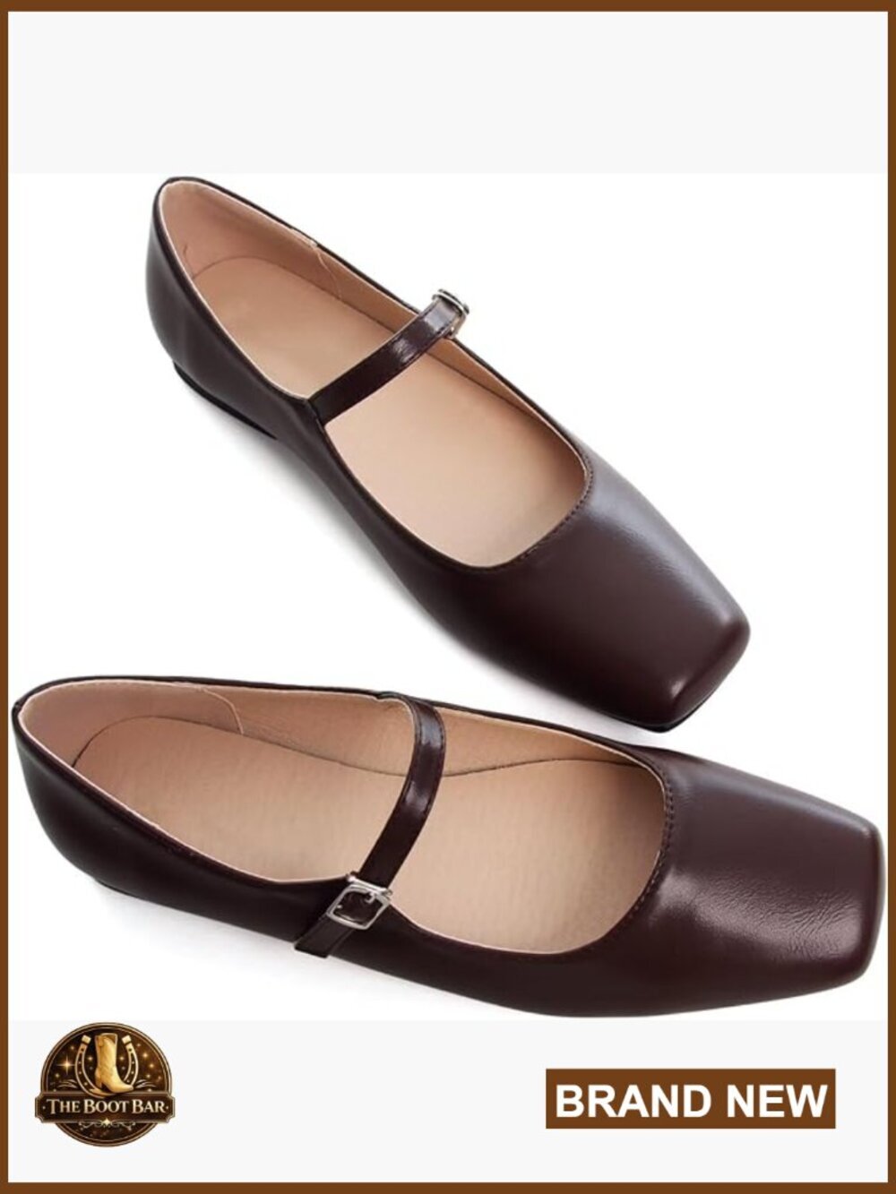 Women's Square Toe Mary Jane Ballet Flats with Buckle Strap